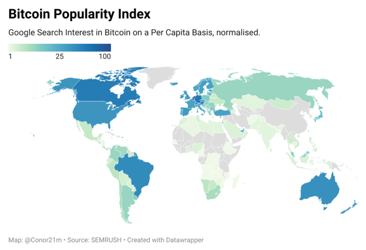 The Bitcoin Popularity Index (BPI) - A Measure of Bitcoin Interest Around The World